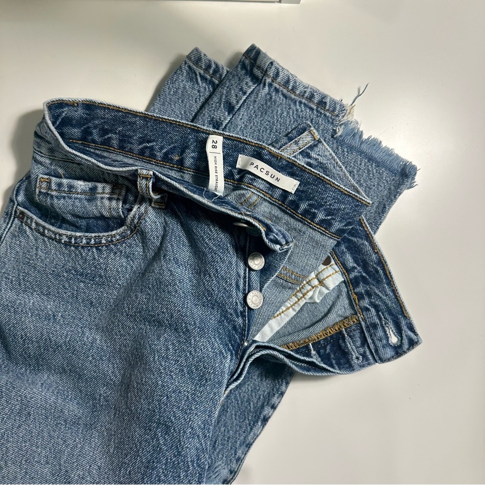 Pacsun Pacific Sunwear Medium Wash Ripped Distressed Ankle Jean